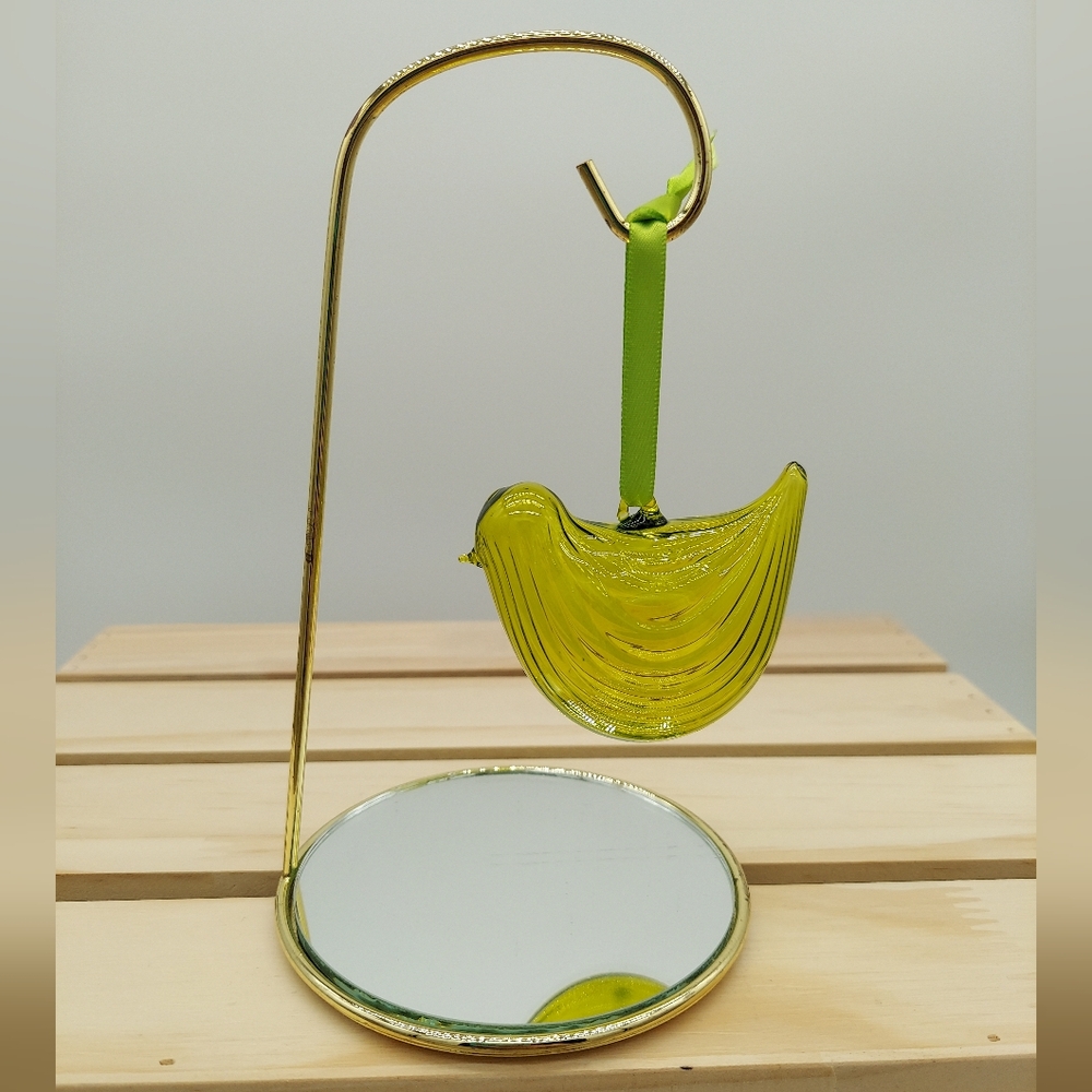 Little Green Bird Real Glass Window Ornament